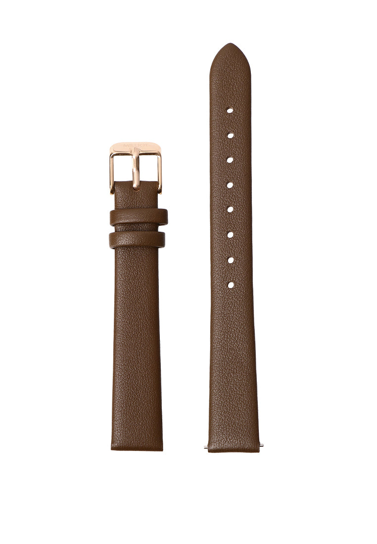 Genuine Leather Watch Strap 14mm - Rose Gold (Espresso)