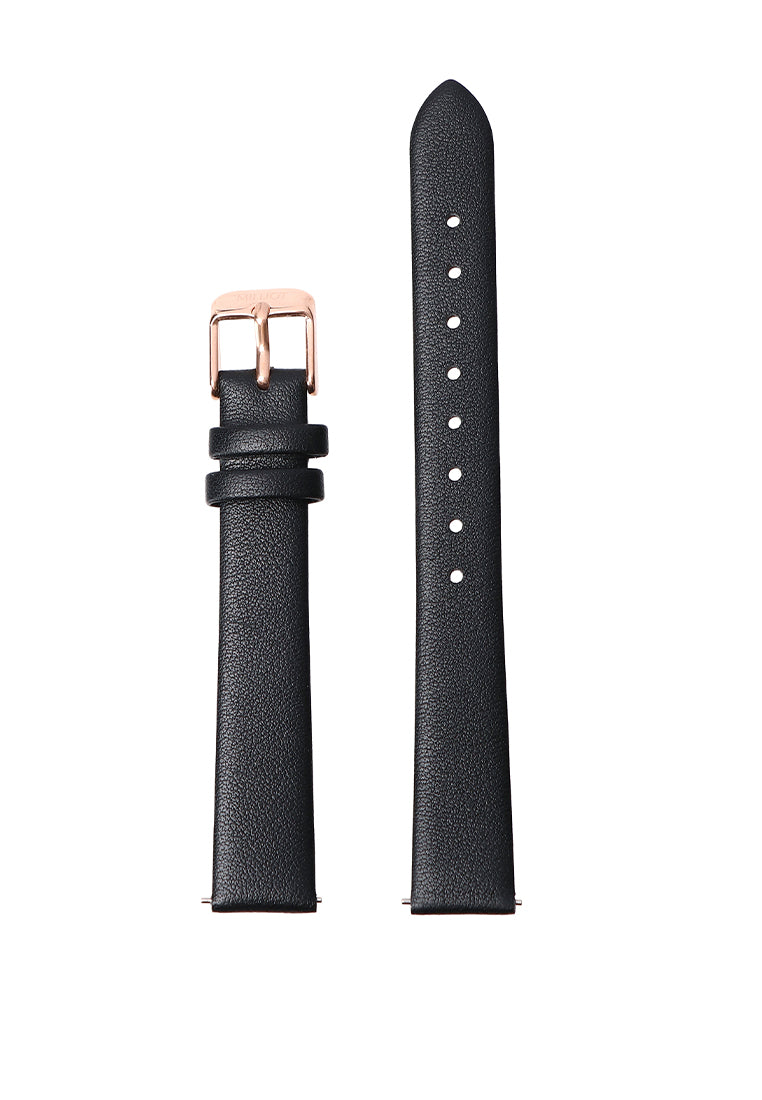 Genuine Leather Watch Strap 14mm - Rose Gold (Black)