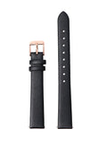 Genuine Leather Watch Strap 14mm - Rose Gold (Black)