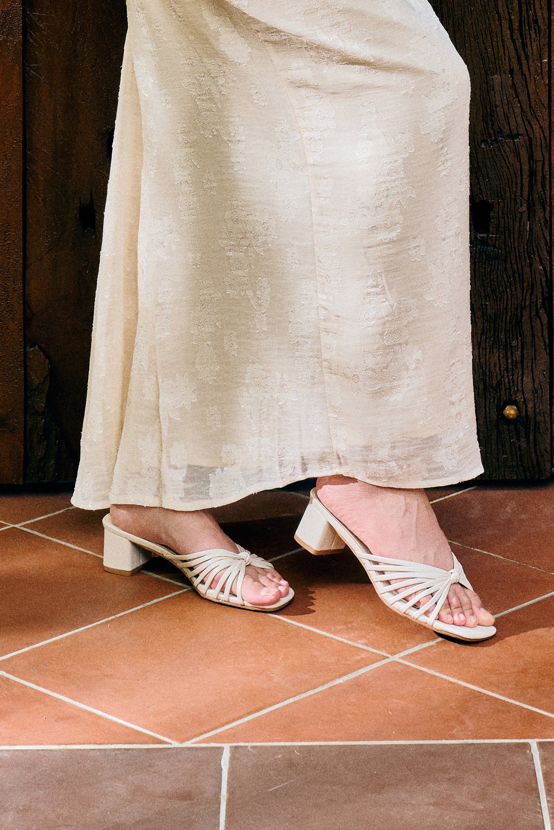 Nazra Knotted Strappy Heels (White)