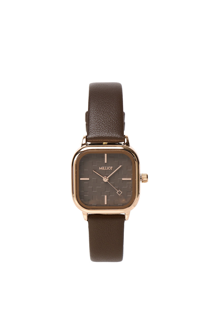 Genuine Leather Watch Strap 14mm - Rose Gold (Espresso)