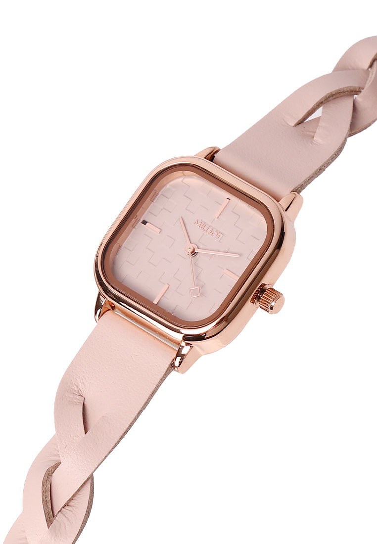 Arya Braided Strap Analogue Watch (Nude Pink)