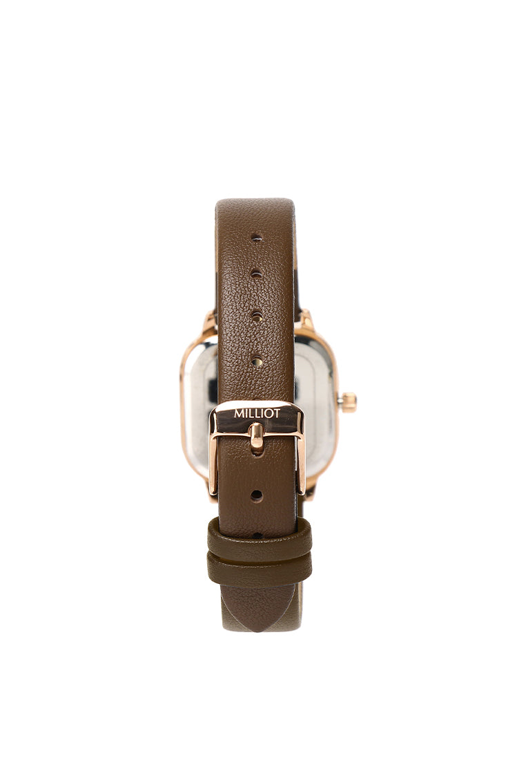 Genuine Leather Watch Strap 14mm - Rose Gold (Espresso)