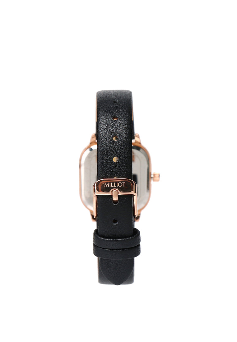 Genuine Leather Watch Strap 14mm - Rose Gold (Black)