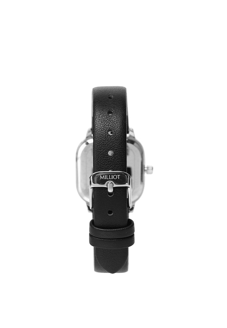 Genuine Leather Watch Strap 14mm - Silver (Black)