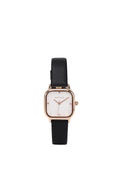 Adelie Rose Gold Leather Analog Watches (Black)
