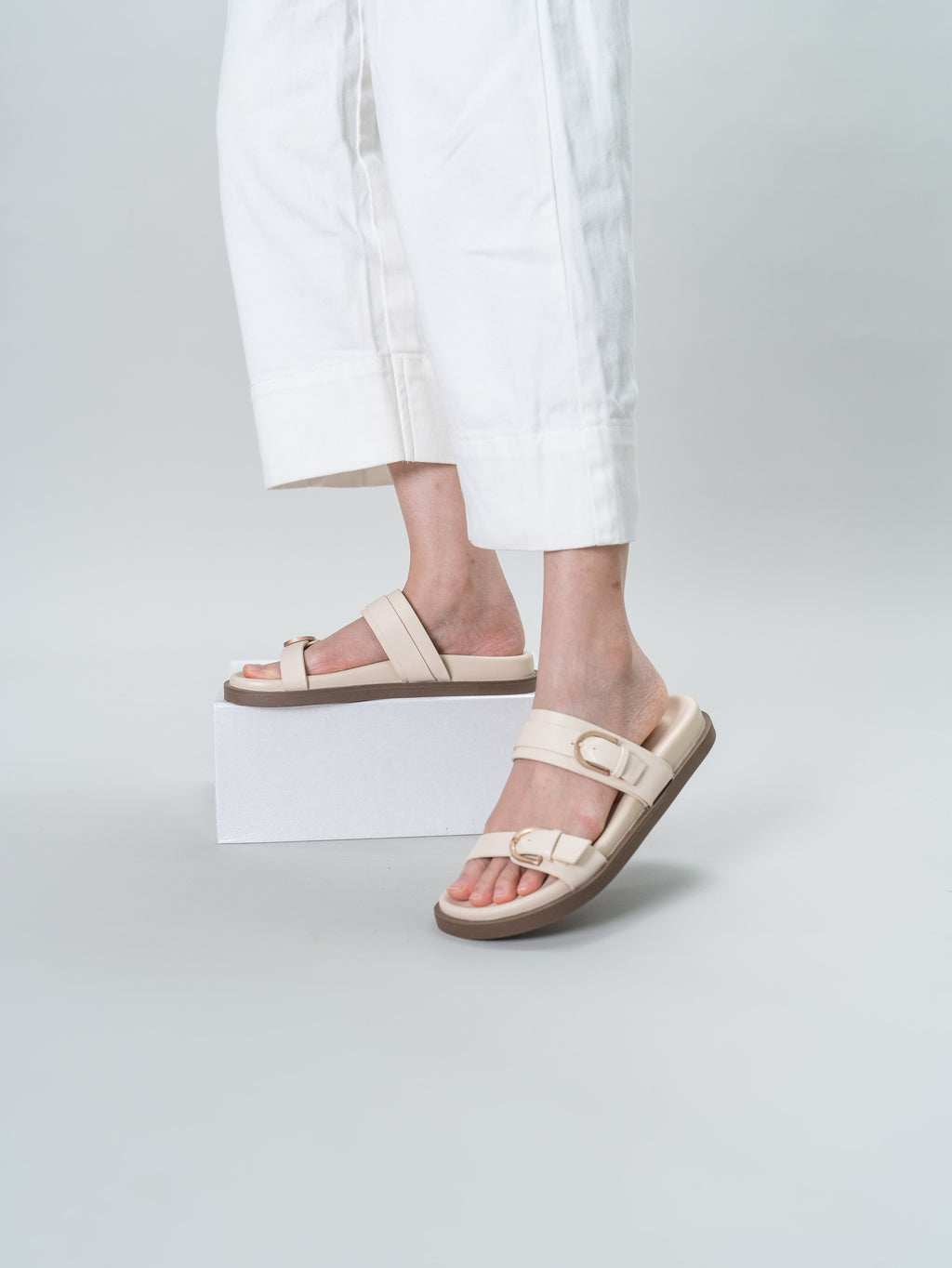Nova Double Strap Sandals (Beige)