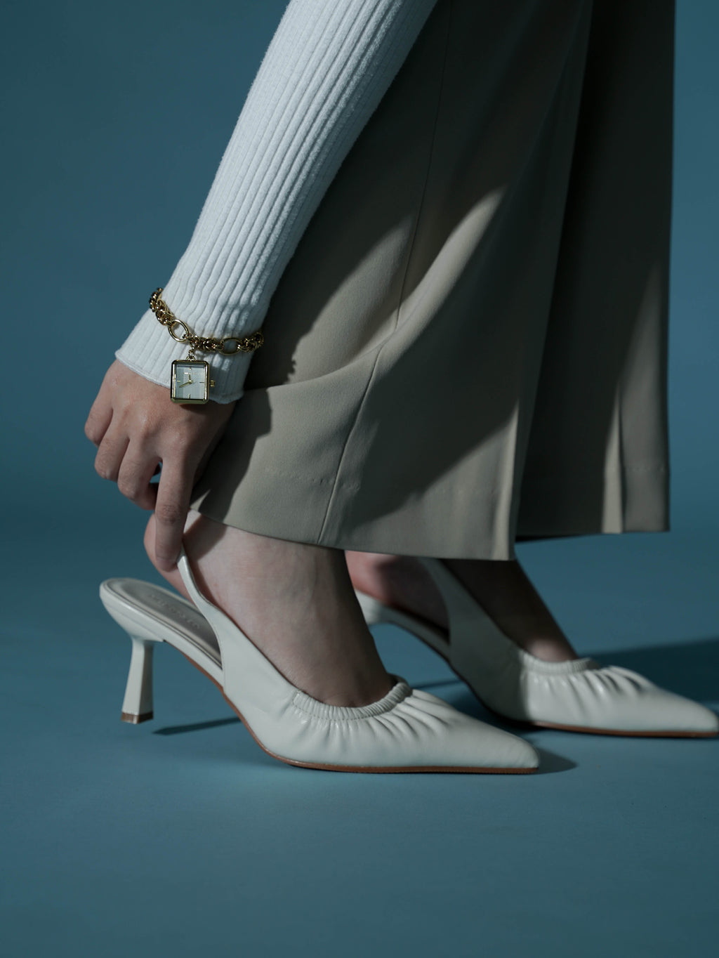 Anais Crinkle Gathered Heels (White)