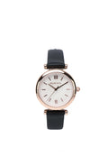 Endora Rose Gold Leather Strap Watch Metal Analog (Black)