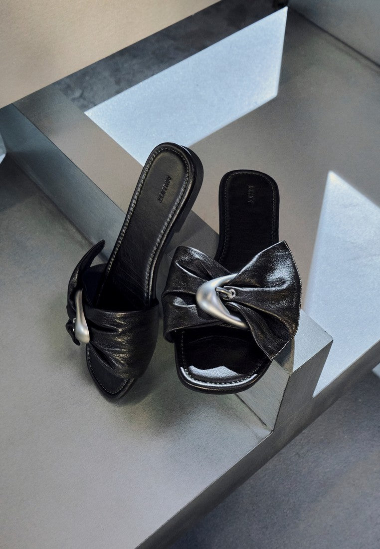 Lainey Woven Buckle Sandals (Black)
