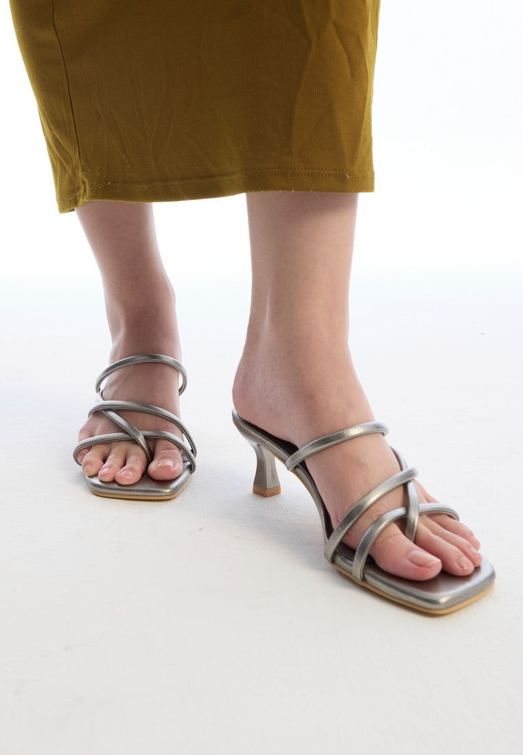 Gianna Strappy Heels (Silver)