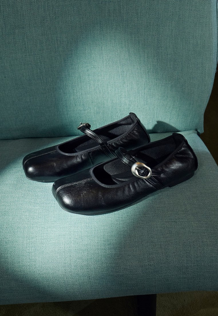 Maura Mary Jane Ballerina Flats (Black)
