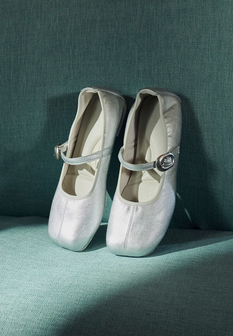 Maura Mary Jane Ballerina Flats (Silver)