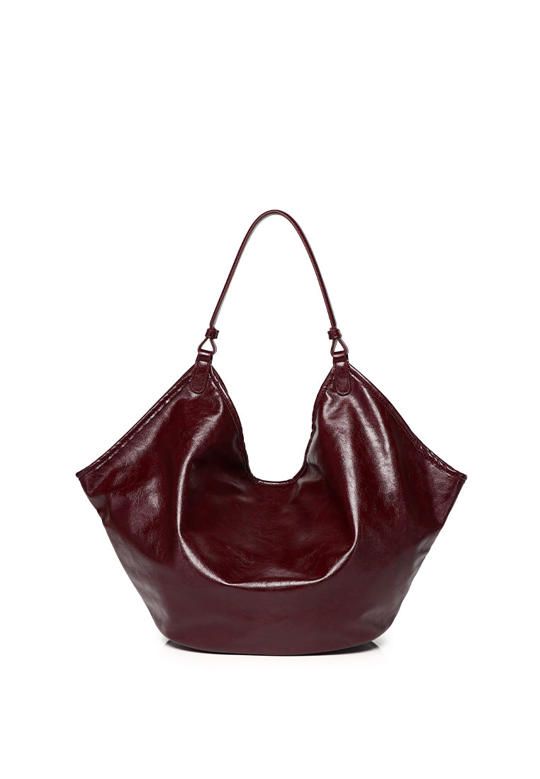 Eden Sculpted Hobo Bag (Maroon)