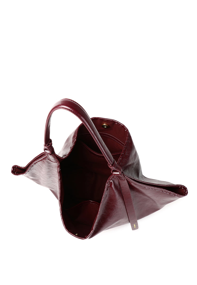 Eden Sculpted Hobo Bag (Maroon)