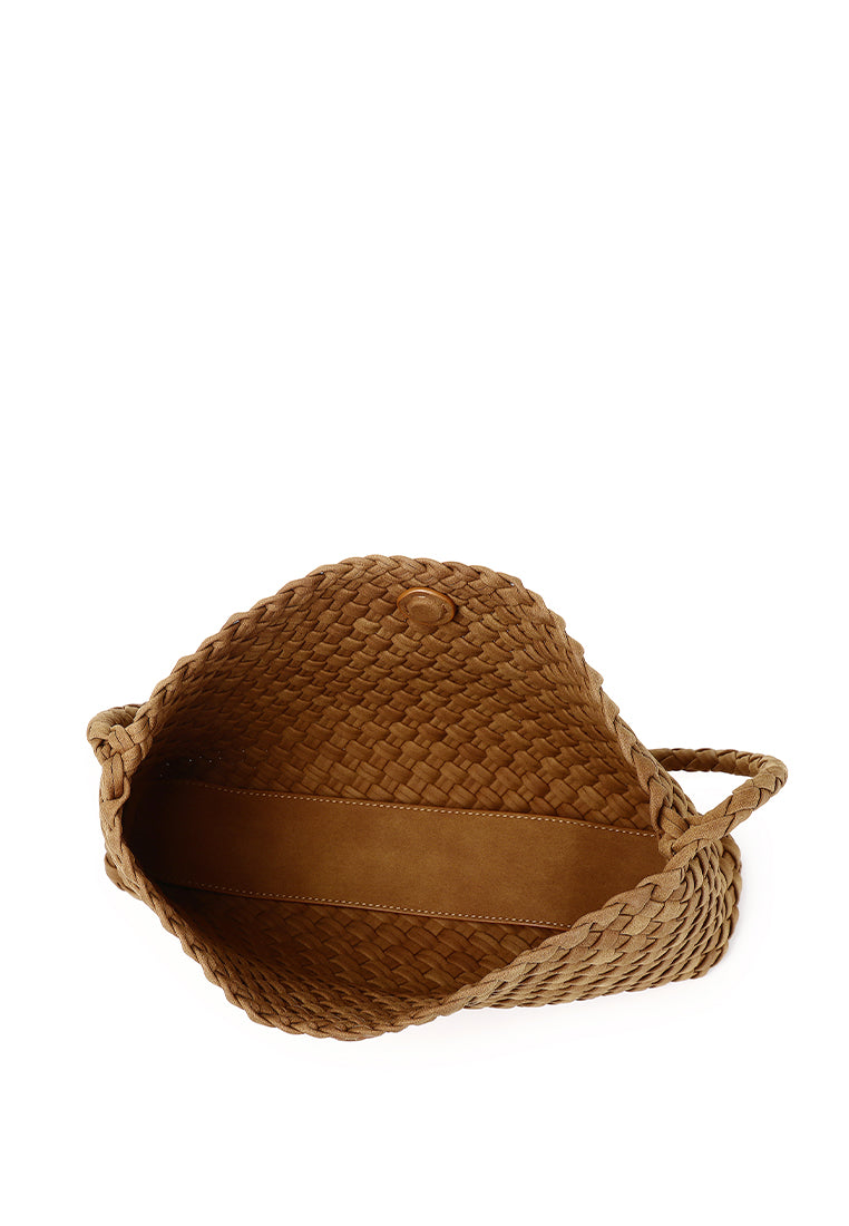 Jenn Matte Woven Shoulder Bag (Brown)