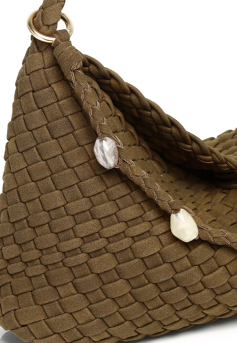 Jenn Matte Woven Shoulder Bag (Coffee)