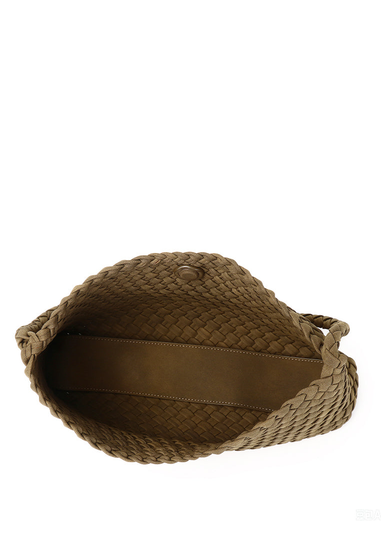 Jenn Matte Woven Shoulder Bag (Coffee)