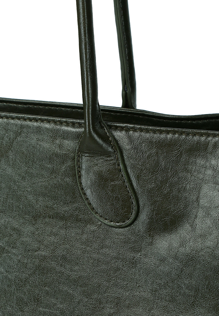 Rhea Linear Tote Bag (Dark Green)