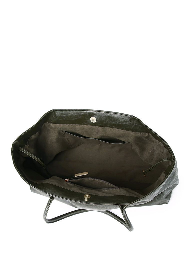 Rhea Linear Tote Bag (Dark Green)