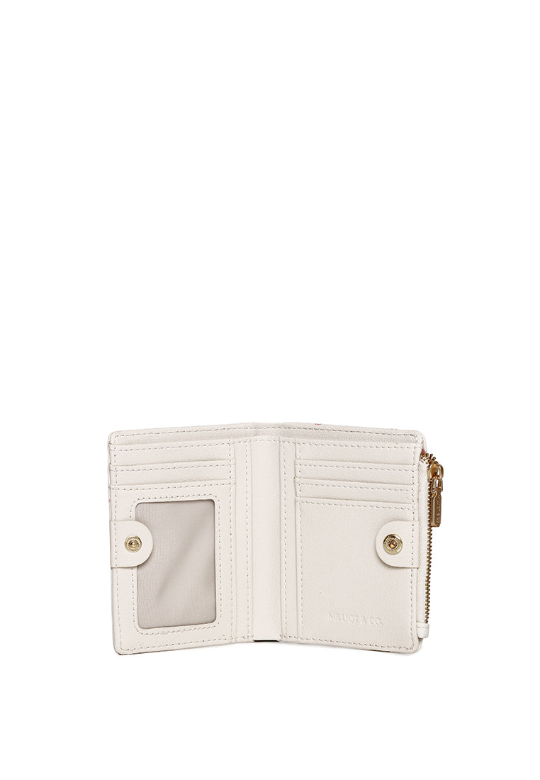 Tie A Ribbon Top Zip Mini Wallet (Beige)