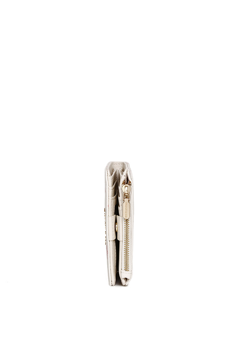 Tie A Ribbon Top Zip Mini Wallet (Beige)