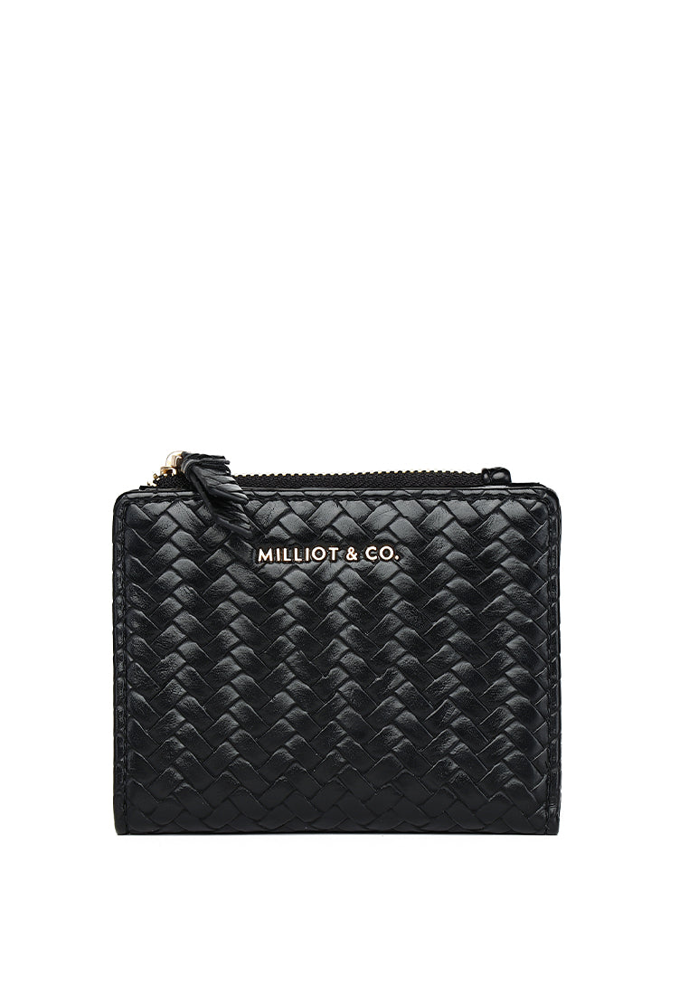 Billie Woven Top Zip Wallet (Black)