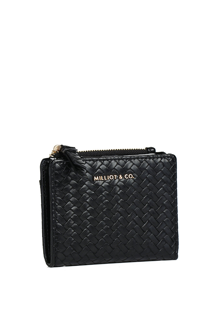 Billie Woven Top Zip Wallet (Black)