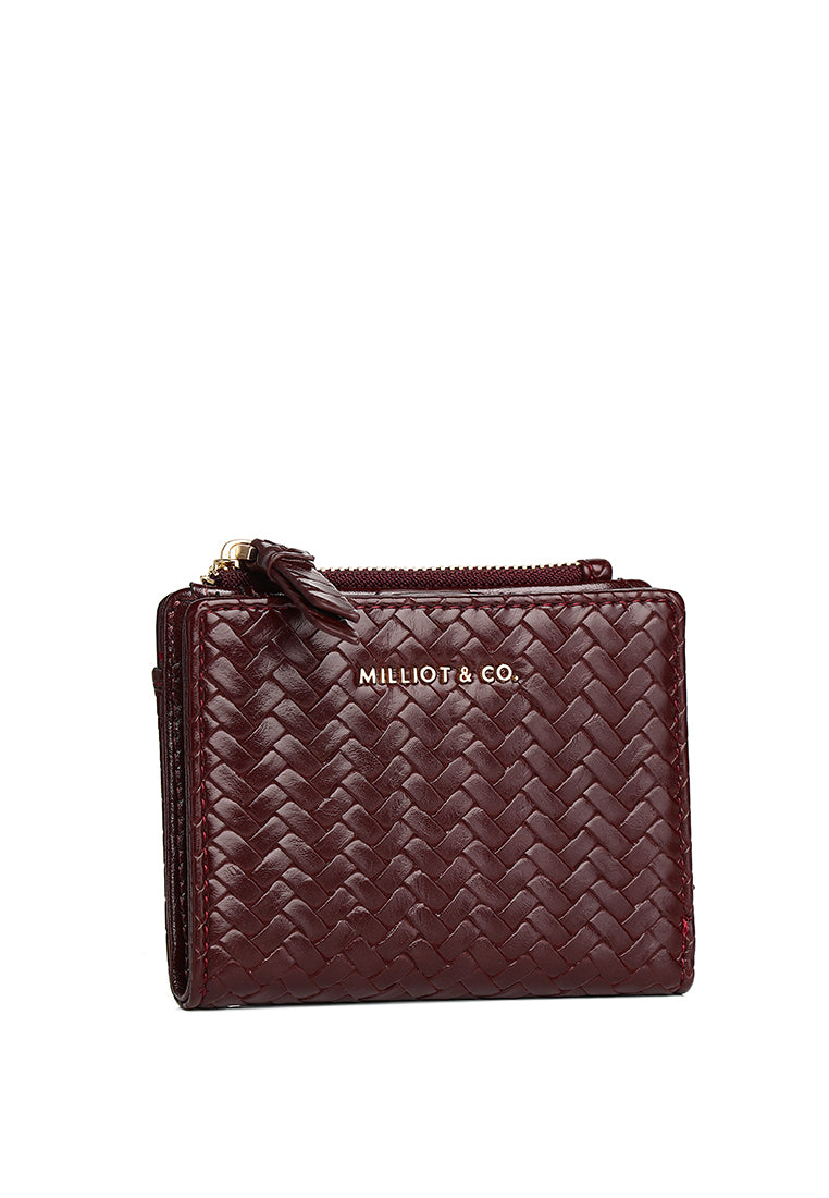 Billie Woven Top Zip Wallet (Burgundy)