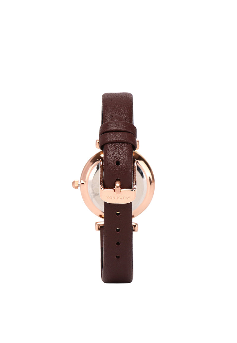 Cece Fleur Analog Leather Strap Watch (Coffee)