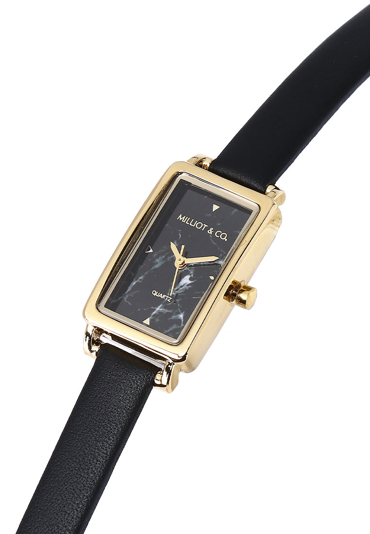 Raven Leather Analogue Watch (Black)