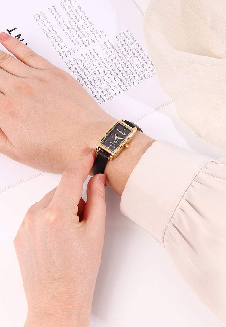 Raven Leather Analogue Watch (Black)