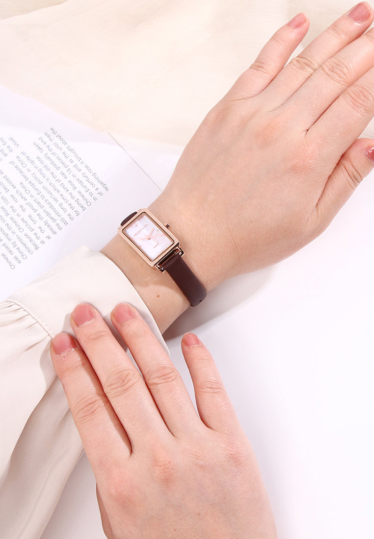 Raven Leather Analogue Watch (Coffee)