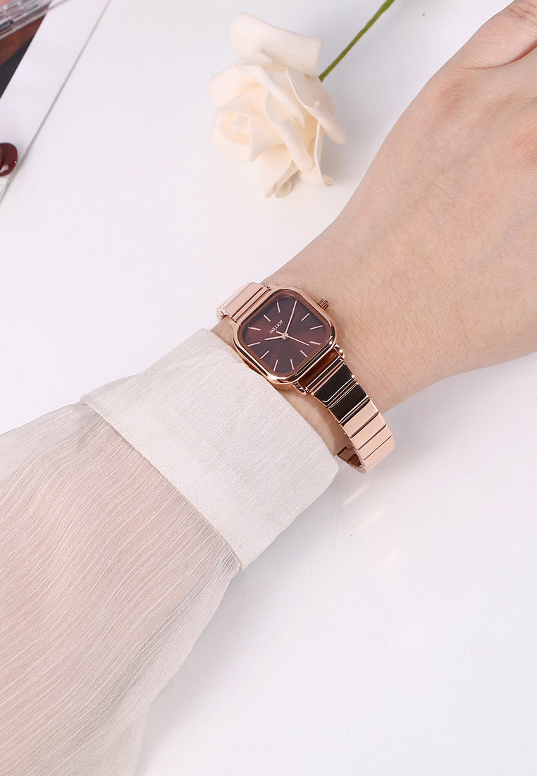 Ainsley II Stainless Steel Strap Shift Watch (Rose Gold)