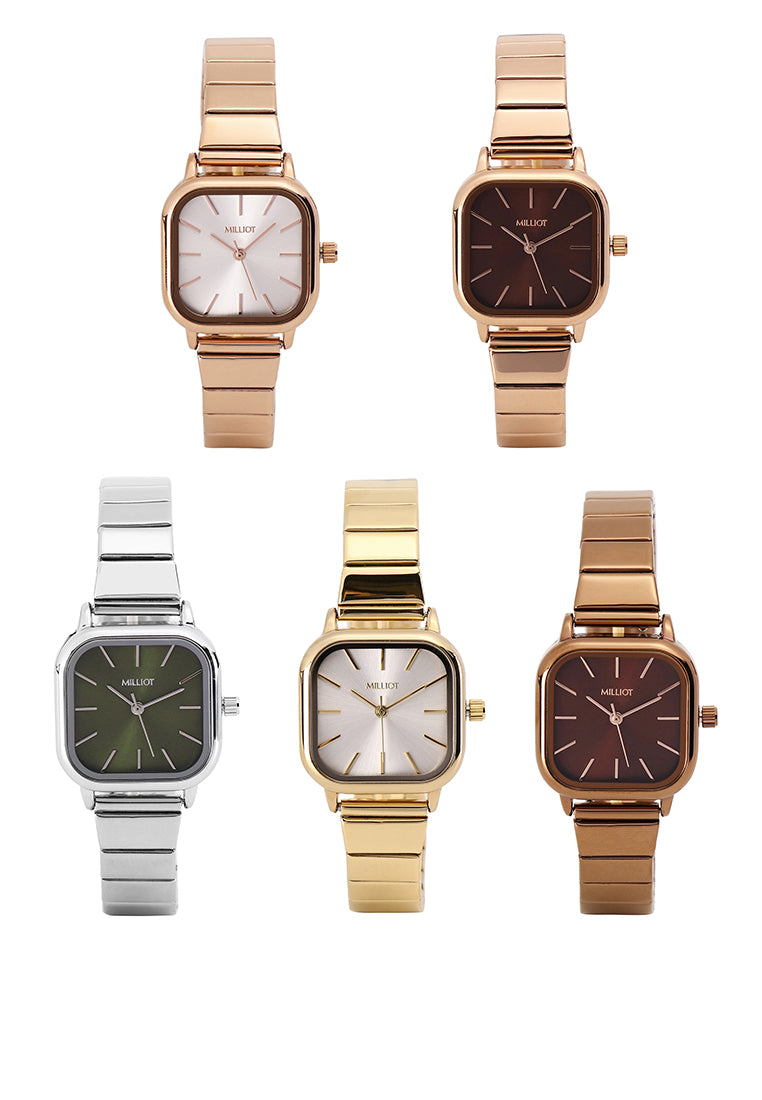 Ainsley II Stainless Steel Strap Shift Watch (Rose Gold)