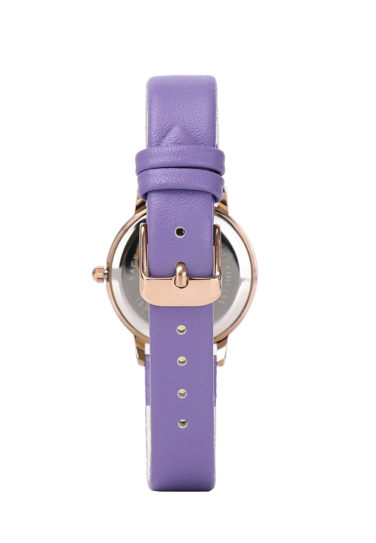 Shireen Rose Gold Leather Watch with Bracelet Set  (Thistle)