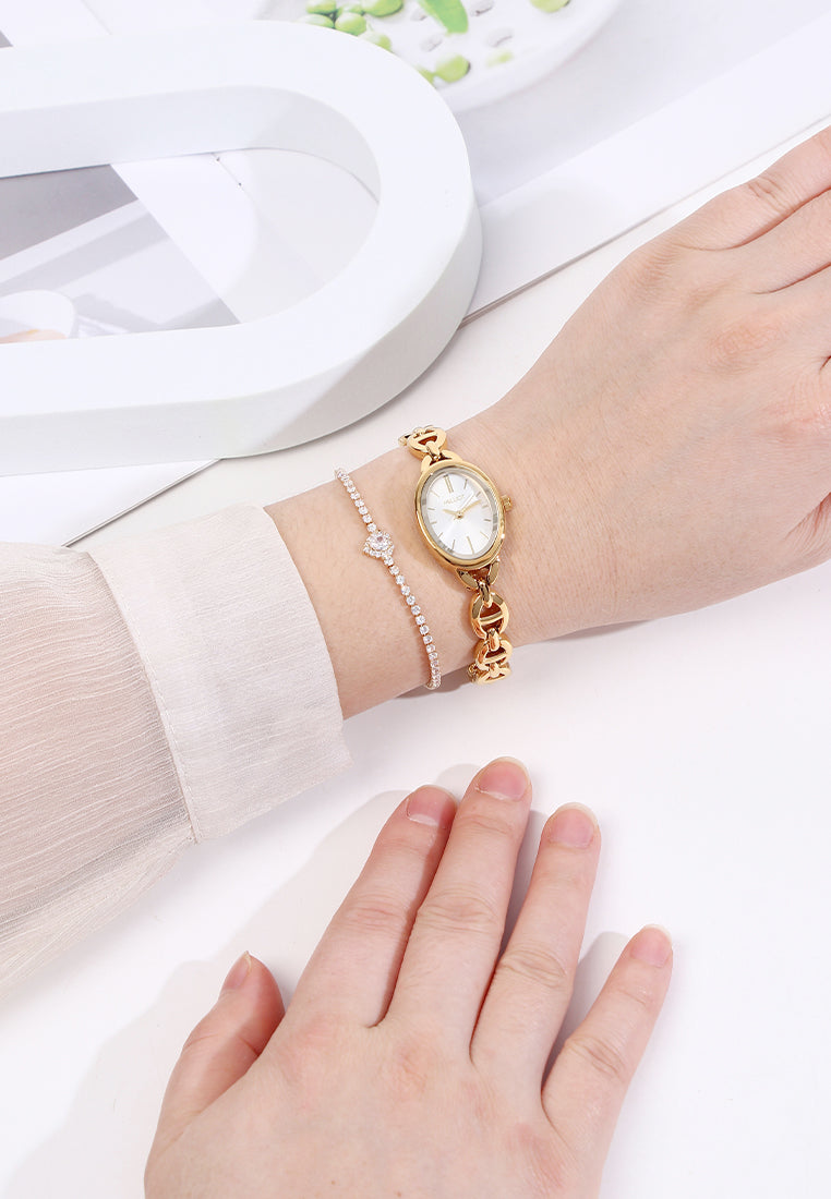 Rebecca Classic Bracelet Analog  Watch with Bracelet Set (Gold)