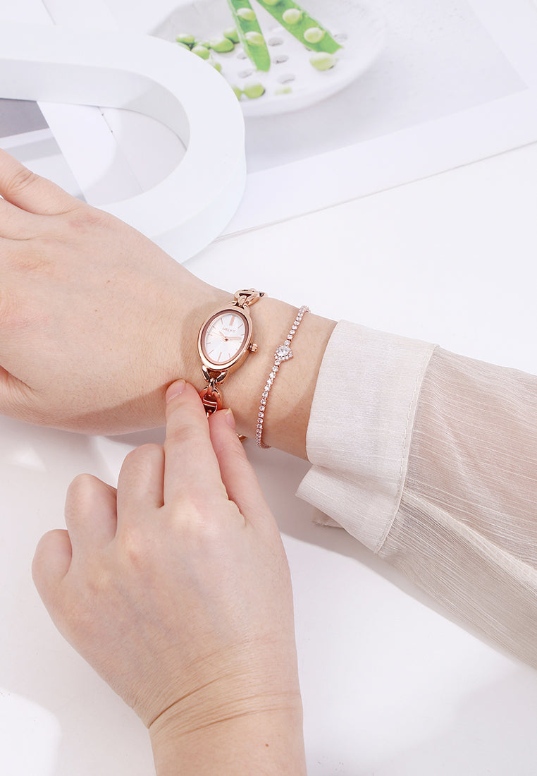 Rebecca Classic Bracelet Analog  Watch with Bracelet Set (Rose Gold)