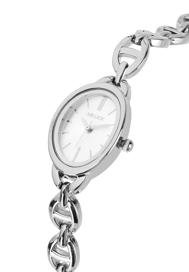 Rebecca Classic Bracelet Analog  Watch with Bracelet Set (Silver)