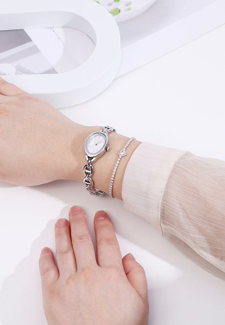 Rebecca Classic Bracelet Analog  Watch with Bracelet Set (Silver)