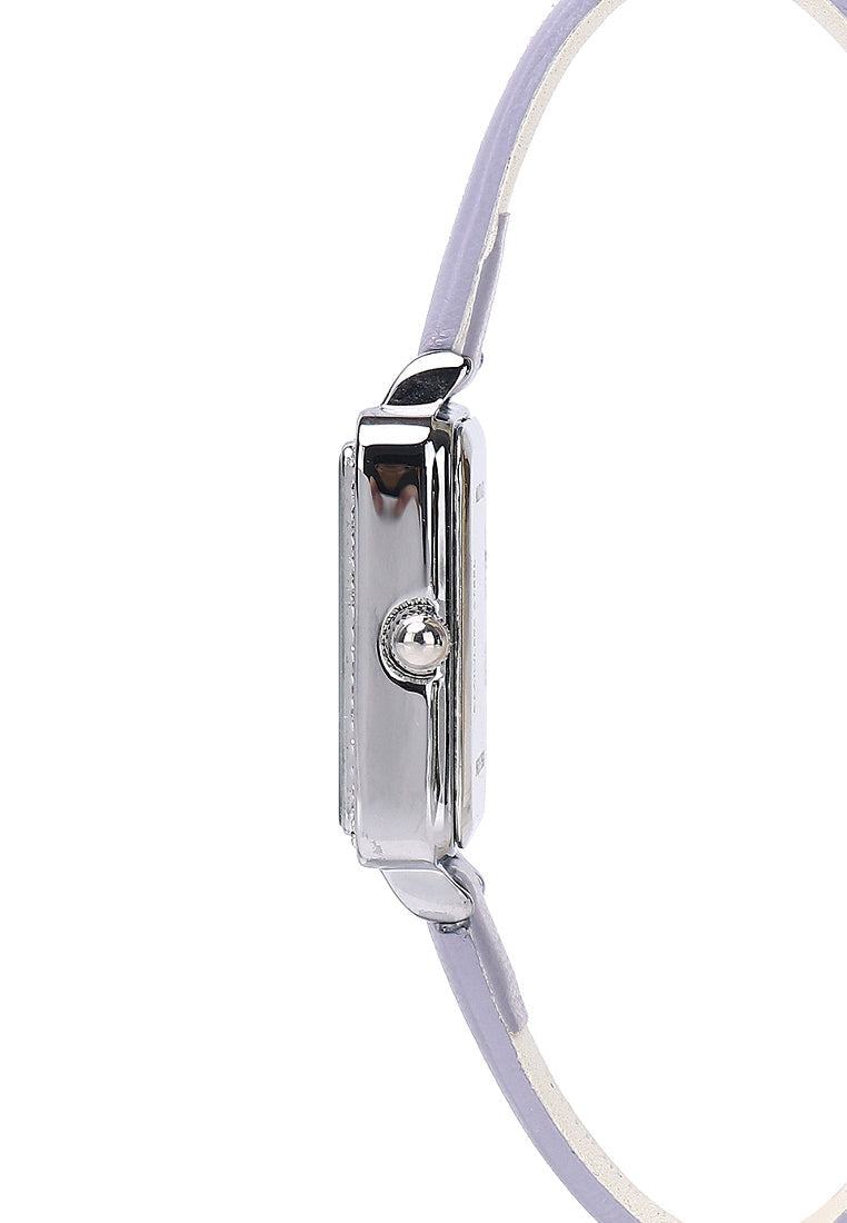 Shirley Silver Leather Watch with Bangle Set (Thistle)