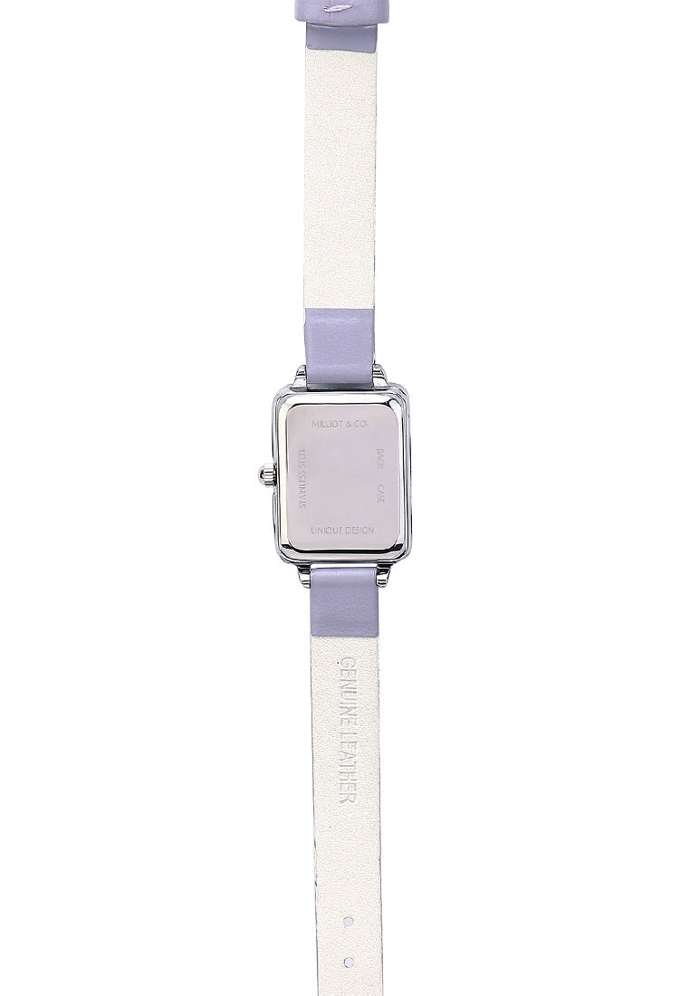 Shirley Silver Leather Watch with Bangle Set (Thistle)