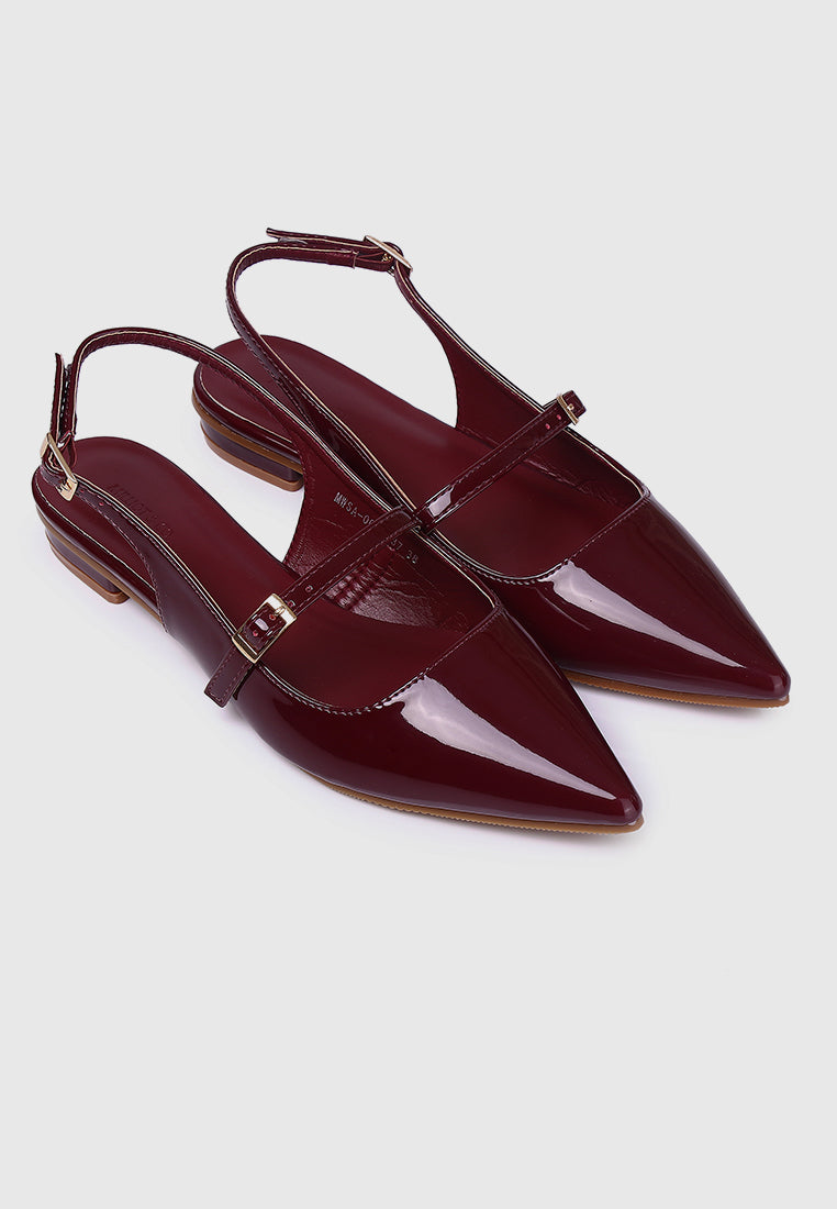 Aurelie Pointed Toe Flats & Ballerina (Maroon)