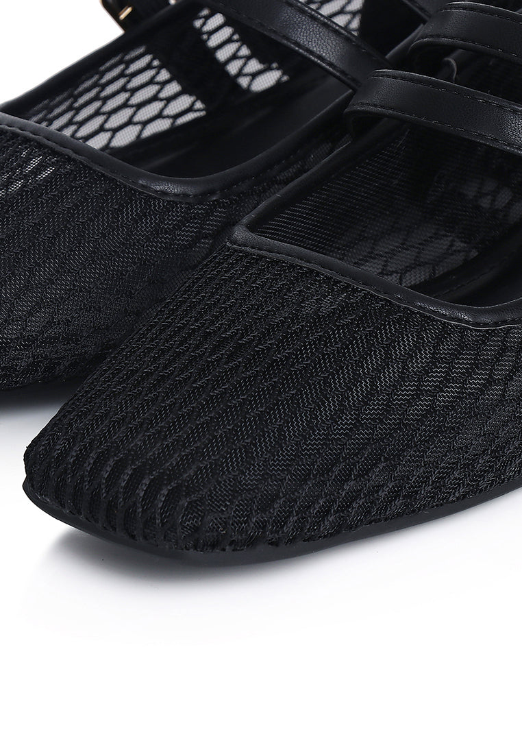Mila Double Strap Ballerina & Flats (Black)