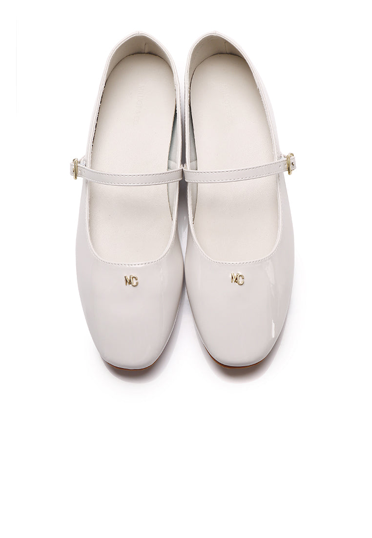 Gina Round Toe Mary Jane Ballerina & Flats (Beige)