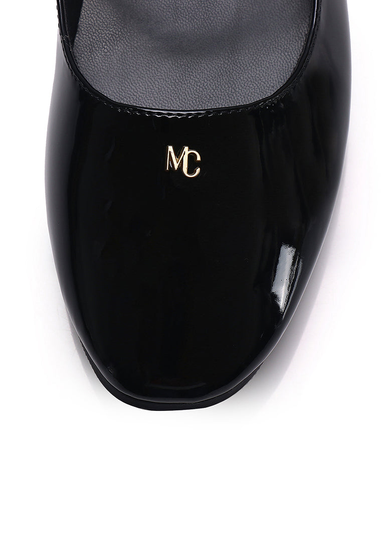 Gina Round Toe Mary Jane Ballerina & Flats (Black)