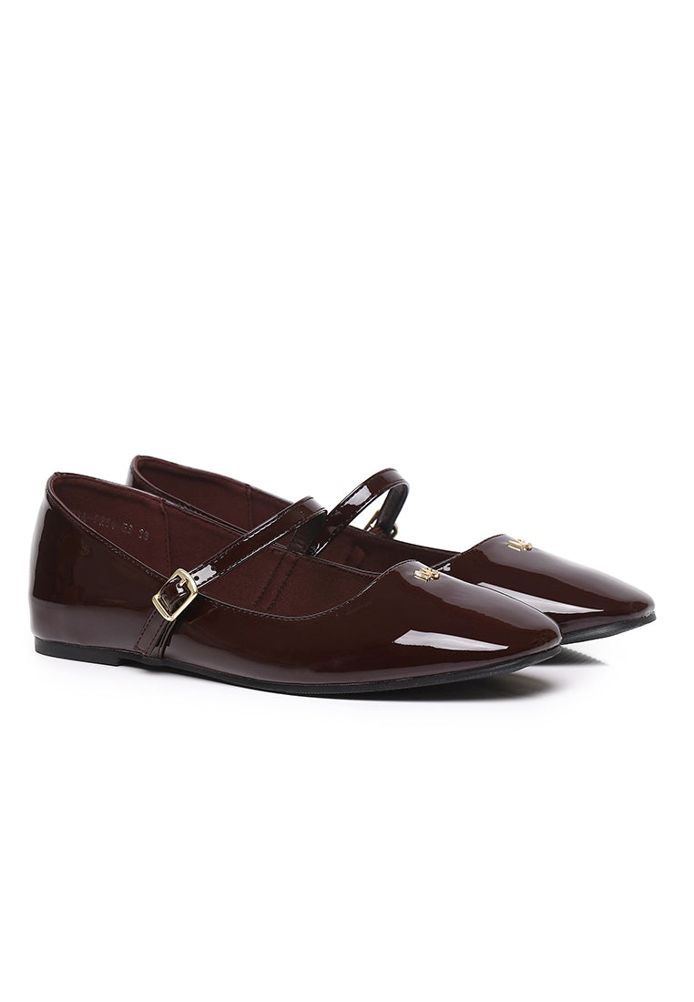 Gina Round Toe Mary Jane Ballerina & Flats (Espresso)