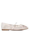 Suki Embroidered Mesh Ballerina (Beige)