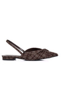 Riley Pleated Slingback Flats (Brown)