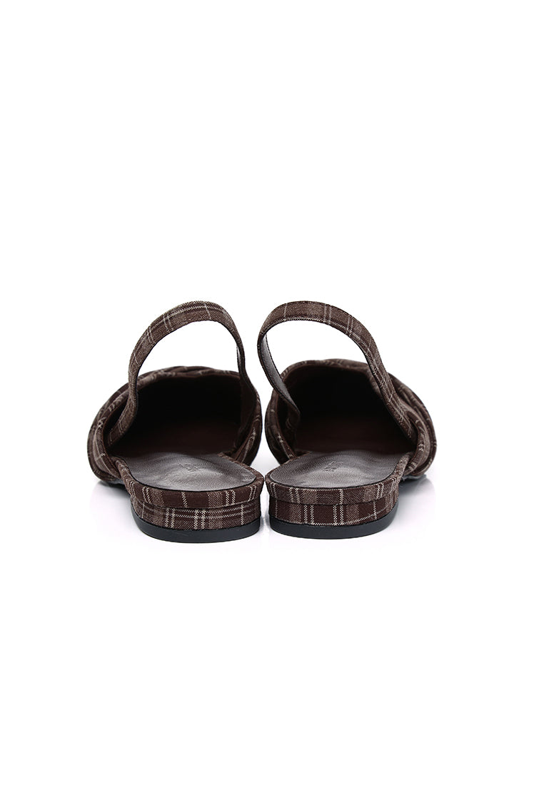 Riley Pleated Slingback Flats (Brown)